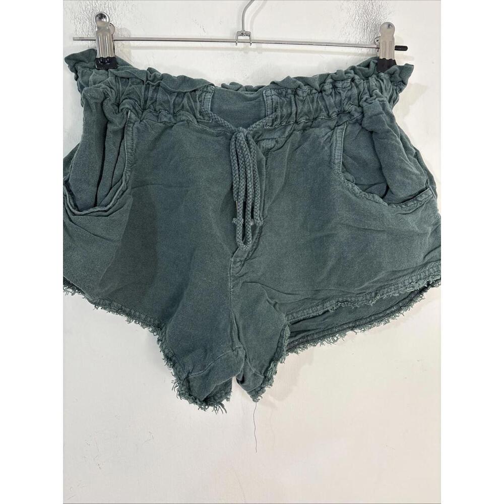Young Fabulous & Broke YFB Linen Blend Drawstring Shorts Raw Frayed Hem XS